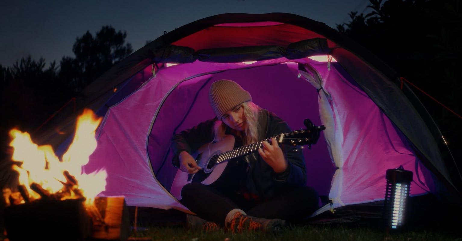 Playing the acoustic guitar